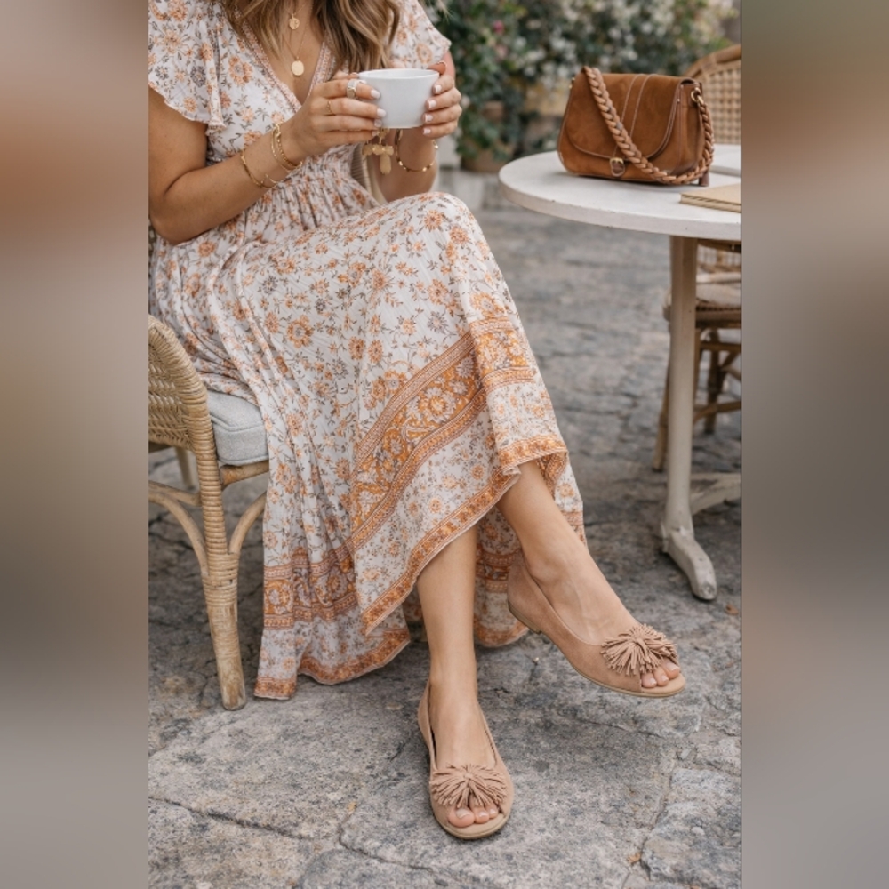 THE FLEXX Blush Pink Tassel Ballet Flats - Picture 2 of 11